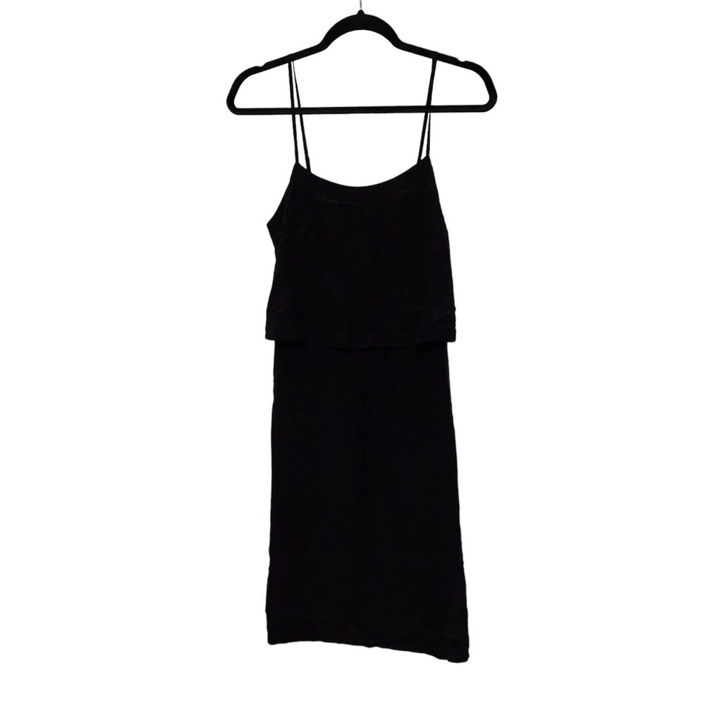 Madewell Dress Womens Sz 2 Sleeveless 100% Silk Black, Top Ruffle